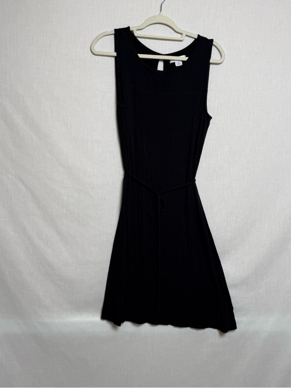 Liz Claiborne Black Sleeveless Dress Tie Waist Knee Length Size Medium